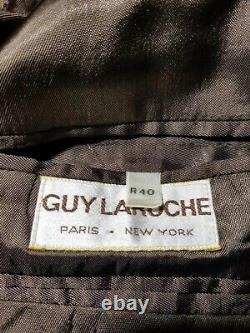 Vintage Guy Laroche Fleck Brown Black Nubby Tweed Sport Coat Jacket Blazer 38R