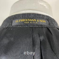 Vintage H Freeman & Son 2 Piece Suit Mens 42R 36x28 Dark Gray Pinstripe Flannel