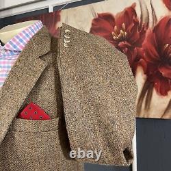 Vintage Haggar Tweed Blazer Mens 46L Long Slim Fit Sport Jacket Herringbone