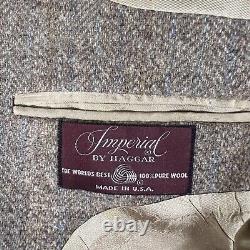 Vintage Haggar Tweed Blazer Mens 46L Long Slim Fit Sport Jacket Herringbone