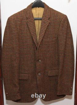 Vintage Harris Tweed Sears Orange Houndstooth Sportcoat 34 Short Small Guys
