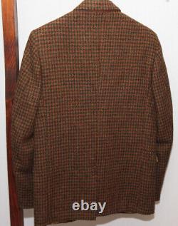 Vintage Harris Tweed Sears Orange Houndstooth Sportcoat 34 Short Small Guys