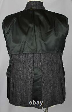 Vintage Harris Tweed Sport Coat Suit Jacket Charcoal Gray Wool Herringbone 51 R
