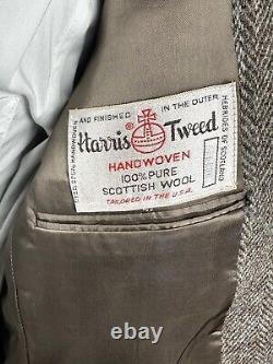Vintage Harris Tweed USA 42R Brown Gold HALF LINED Sport Coat Blazer Jacket 42 R