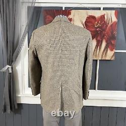 Vintage Imperial Tweed Blazer Mens 46R Wool Basket Weave Sport Coat Jacket