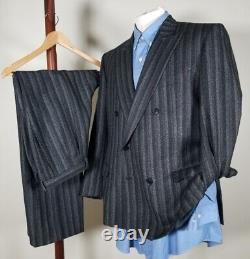 Vintage Italian Double Breasted Rowing Stripe Suit Jacket Blazer 42S Pant 38W