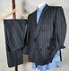 Vintage Italian Double Breasted Rowing Stripe Suit Jacket Blazer 42s Pant 38w