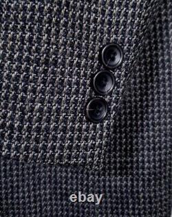 Vintage Joseph & Feiss 52L Brown Black White Tweed Dots Jacket Sport Coat