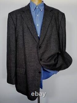Vintage Joseph & Feiss 52L Brown Black White Tweed Dots Jacket Sport Coat