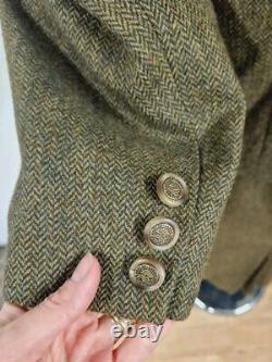 Vintage Laura Ashley Green Tweed Suit Size 16 Jacket & Skirt Herringbone Wool