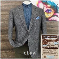 Vintage Magee Mens Tweed Blazer Sport Coat 2 Button Casual Jacket Size 44L Suit