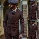 Vintage Men's Suit Fall Tweed Jacket Slim-fit Jacket Pants Business Party Custom