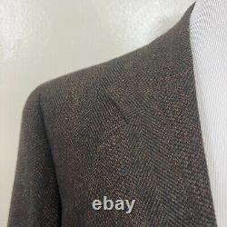 Vintage Mens Tweed Blazer Sport Coat Two Button Jacket Size 46R Casual Suits USA