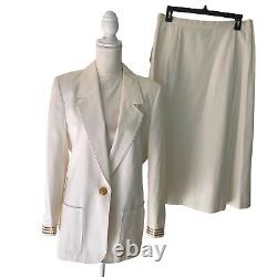 Vintage Miss Sophisticates By Pendleton Womens Skirt Suit White Size 12 Cotton