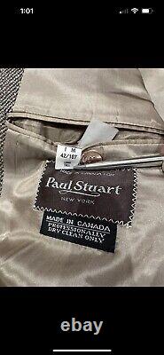 Vintage Paul Stuart Bespoke Brown Tweed Suit 42l