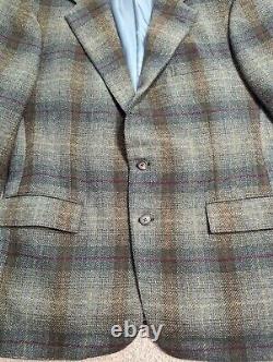 Vintage Polo Ralph Lauren Jacket Mens 42 Brown Green Tweed Lambs Wool Union USA