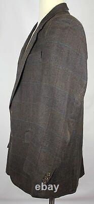 Vintage Polo Ralph Lauren Sport Coat Suit Jacket Silk Windowpane Check Tweed 44L