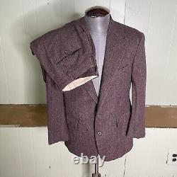 Vintage Polo Ralph Lauren Wool Suit size 37S 32x26 Herringbone USA Made