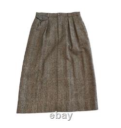 Vintage Ralph Lauren Tweed Skirt Suit Wool Silk Womens 8/10 English Countryside