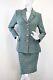 Vintage St. John Couture 2pc Set Jacket Skirt Suit Green Tweed Checkered 8