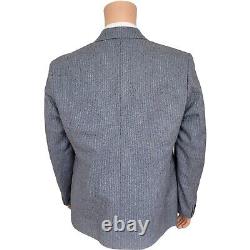Vintage Savile Row 2 Piece Suit Mens 44R Gray Double Breasted Custom Tailored