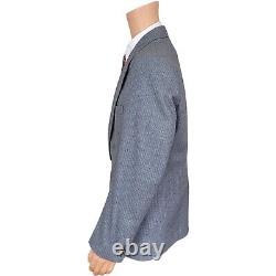 Vintage Savile Row 2 Piece Suit Mens 44R Gray Double Breasted Custom Tailored