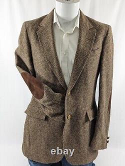 Vintage The Sovereign Tweed Blazer Sport Coat Leather Button Jacket Wool 38 Slim