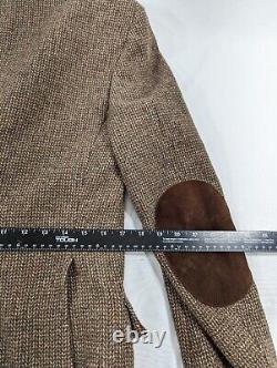 Vintage The Sovereign Tweed Blazer Sport Coat Leather Button Jacket Wool 38 Slim