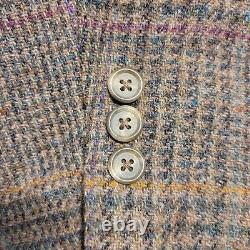 Vintage Tweed Sport Coat Men 40R Brown Suit Jacket 2 Button Houndstooth Blazer