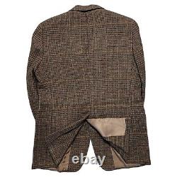 Vintage Tweed Sport Coat Men 40R Brown Suit Jacket 2 Button Houndstooth Blazer