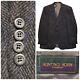 Vintage Tweed Sport Coat Men 44r Gray Suit Jacket Two Button Herringbone Blazer