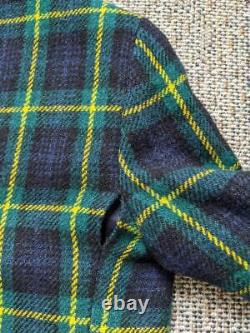Vintage USA made BROOKS BROTHERS blazer TWEED plaid 38R green TARTAN wool jacket