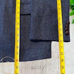 Vintage WOOLRICH Mens Blazer Sport Coat 2 Button Jacket 52R Tweed Wool Blue Suit
