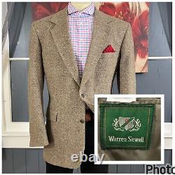 Vintage Warren Sewell Tweed Blazer Men 44L Long Herringbone Sport Jacket Donegal