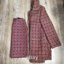 Vintage Welsh Woollens Real Welsh Tapestry 100% Wool Blazer Skirt Suit Pink