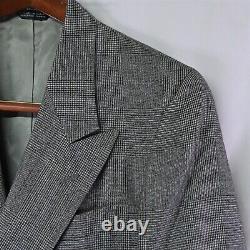 Vtg 38S Gray Glenn Plaid Tweed Peak Lapel Double Breast Blazer Sport Coat Jacket