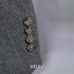 Vtg 38S Gray Glenn Plaid Tweed Peak Lapel Double Breast Blazer Sport Coat Jacket