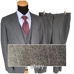 Vtg 3 Piece Flannel Suit 44L Chalk Stripe 70s Bespoke By Witlin Gallagher 38x29