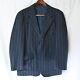 Vtg 46r Dark Blue Stripe Tweed Belt Back Western Blazer Jacket Sport Coat