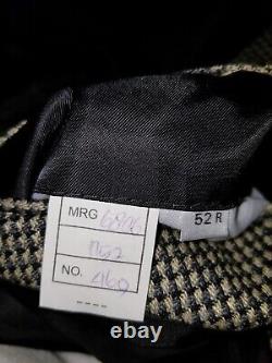 Vtg 52R Blue Black Cream Check Wool tweed Blazer Sport Coat Jacket