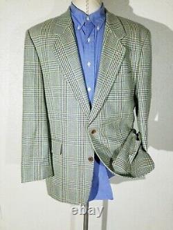 Vtg 52 42R Yellow Blue Green Colorful Glen Plaid Tweed Blazer Jacket sport Coat