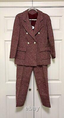 Vtg 70's Maroon Tweed Pant Suit by Orlando Piluso for Boutique West Size 12