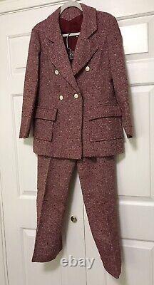 Vtg 70's Maroon Tweed Pant Suit by Orlando Piluso for Boutique West Size 12