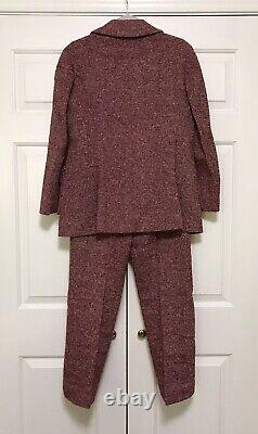 Vtg 70's Maroon Tweed Pant Suit by Orlando Piluso for Boutique West Size 12