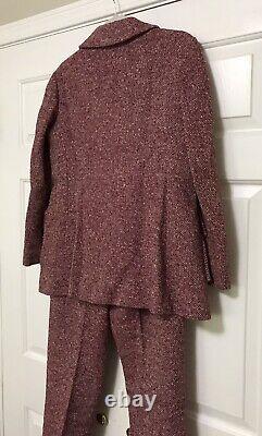 Vtg 70's Maroon Tweed Pant Suit by Orlando Piluso for Boutique West Size 12