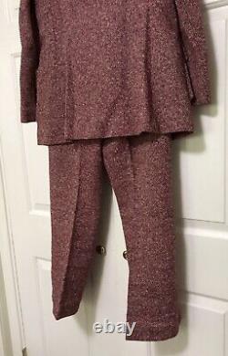 Vtg 70's Maroon Tweed Pant Suit by Orlando Piluso for Boutique West Size 12