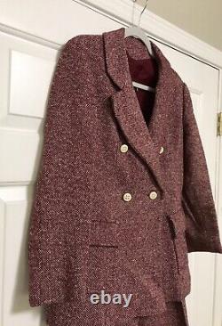 Vtg 70's Maroon Tweed Pant Suit by Orlando Piluso for Boutique West Size 12