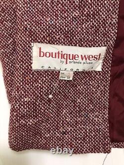 Vtg 70's Maroon Tweed Pant Suit by Orlando Piluso for Boutique West Size 12