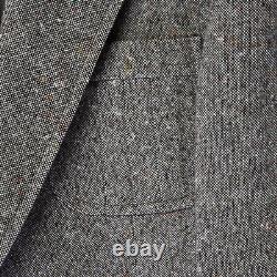 Vtg 90s 42R Brown Nailhead Fleck Tweed 2 Btn Blazer Suit Jacket Sport Coat