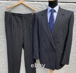 Vtg 90s Double Breasted Notch Lapel Suit By Marzotto 44 L 34x33